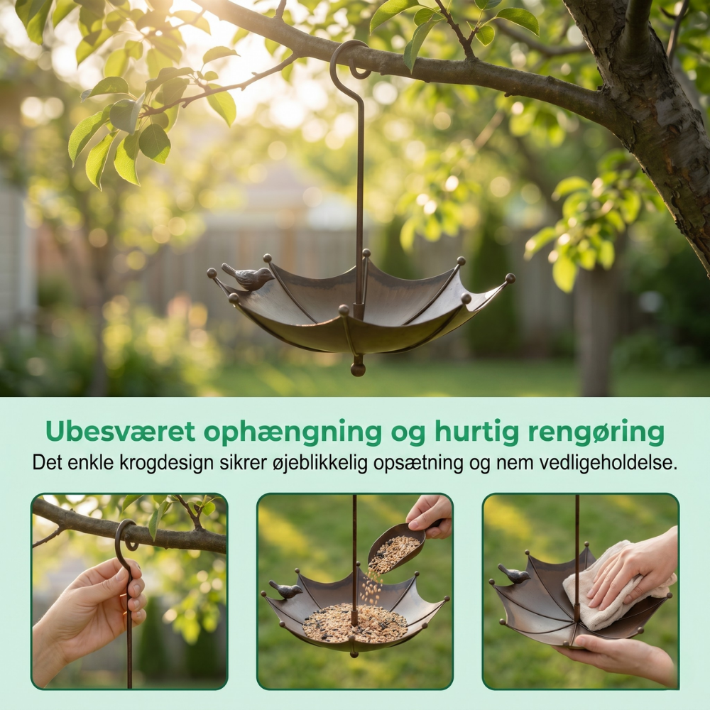 BirdHaven™ – Fontaine à oiseaux et station de nourriture extérieure pour parasol