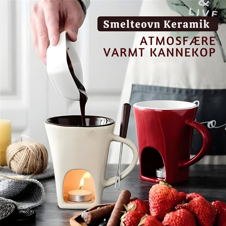 CozyMelt™ – Tazze per Fonduta di Cioccolato e Formaggio in Ceramica Riscaldabile