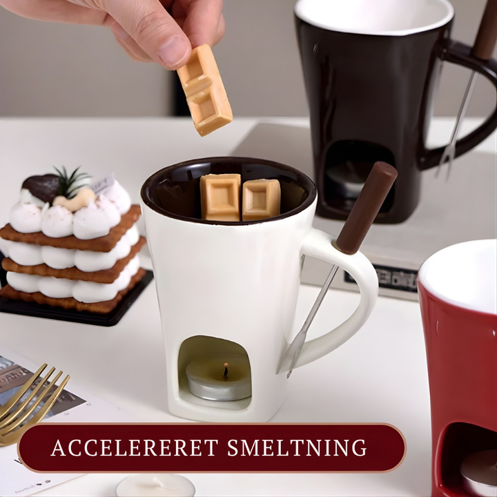 CozyMelt™ – Tazze per Fonduta di Cioccolato e Formaggio in Ceramica Riscaldabile