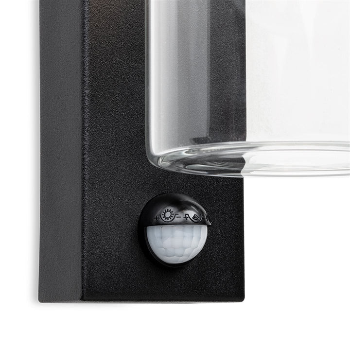 Lampada da Parete Esterno con Sensore PIR in Vetro Avant, Nera