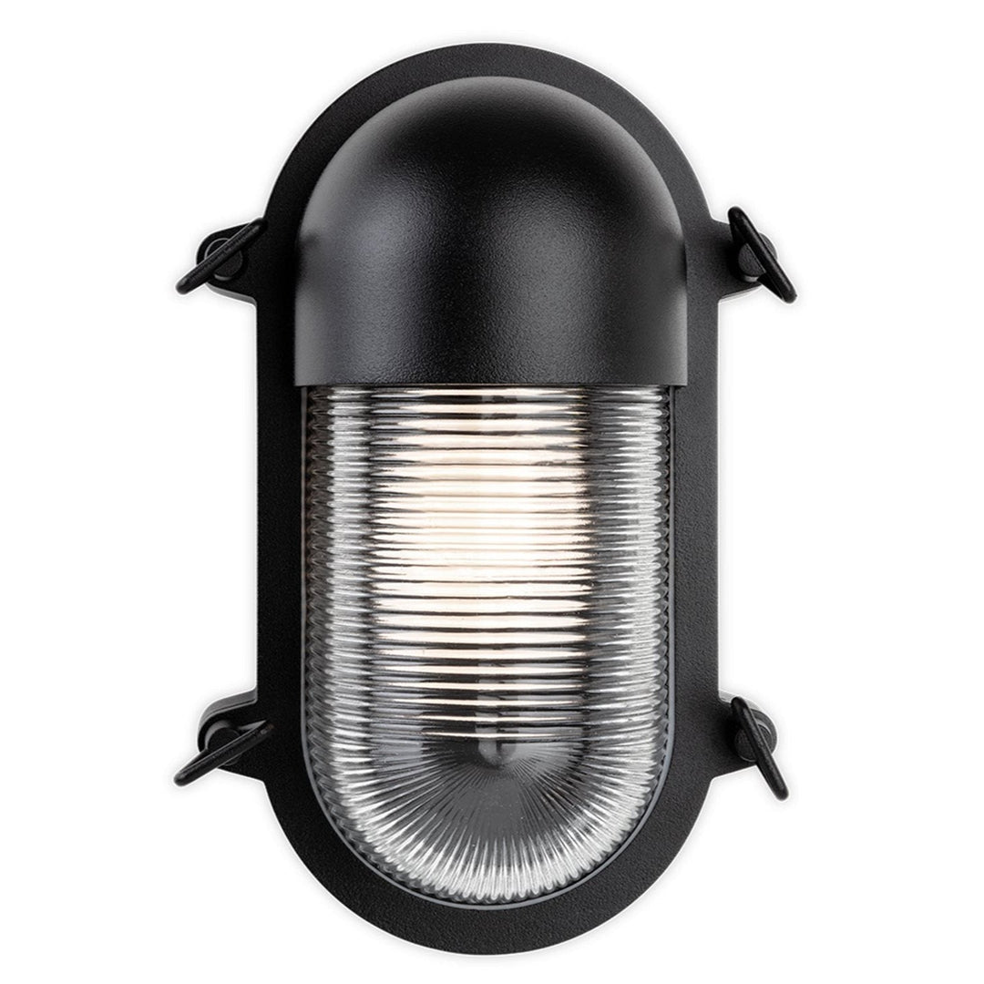 Lampada da parete ovale Hudson a coste, Nera