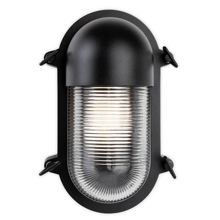 Lampada da parete ovale Hudson a coste, Nera