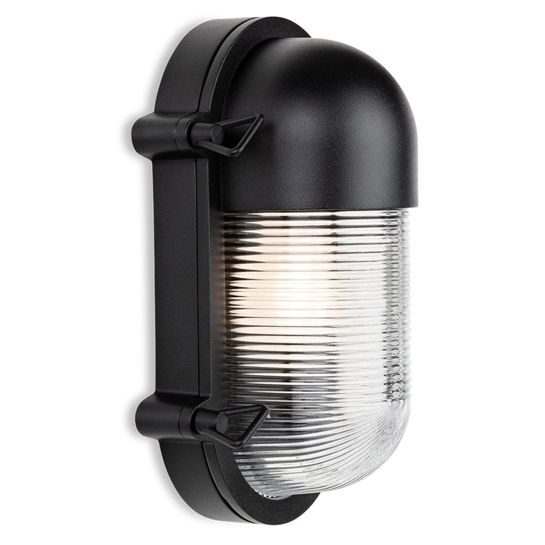 Lampada da parete ovale Hudson a coste, Nera