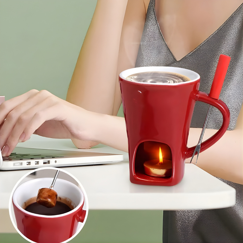 CozyMelt™ – Tazze per Fonduta di Cioccolato e Formaggio in Ceramica Riscaldabile