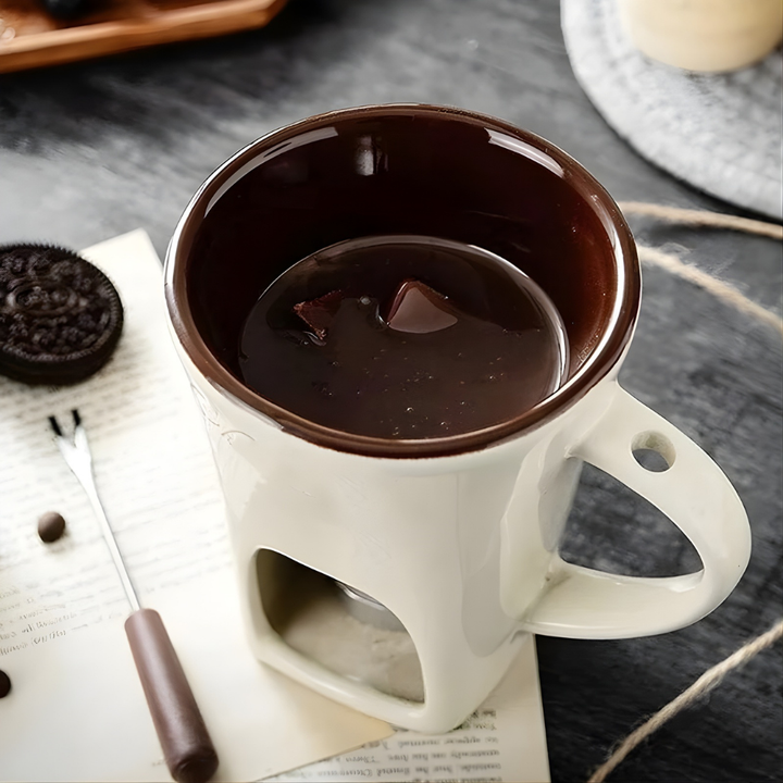 CozyMelt™ – Tazze per Fonduta di Cioccolato e Formaggio in Ceramica Riscaldabile