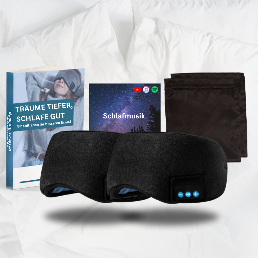 TräumeRuhig: Maschera per dormire con Bluetooth – Bloccante di rumore e funzione musicale per un sonno migliore