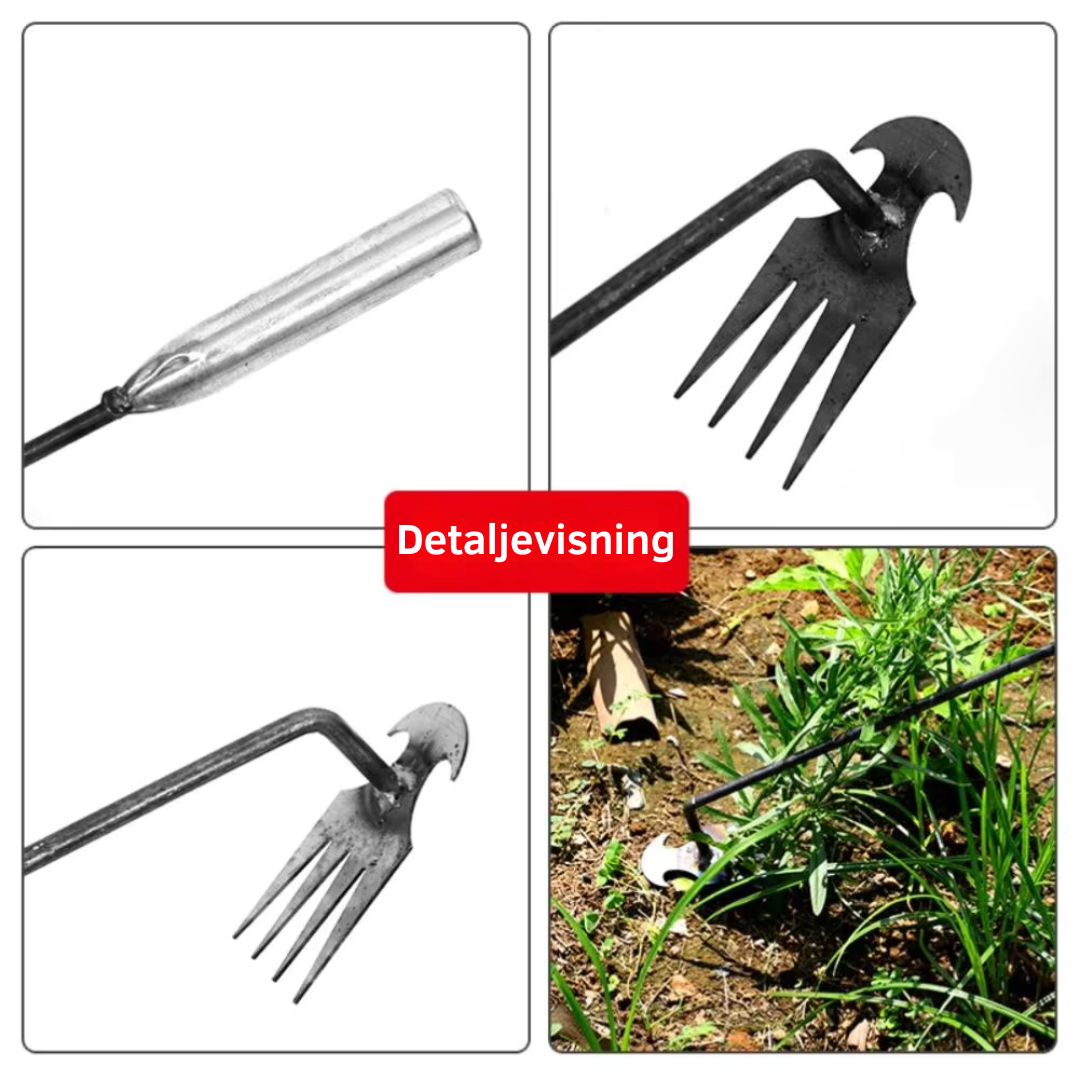 RootRake™ – Outil de désherbage multifonction à 4 dents