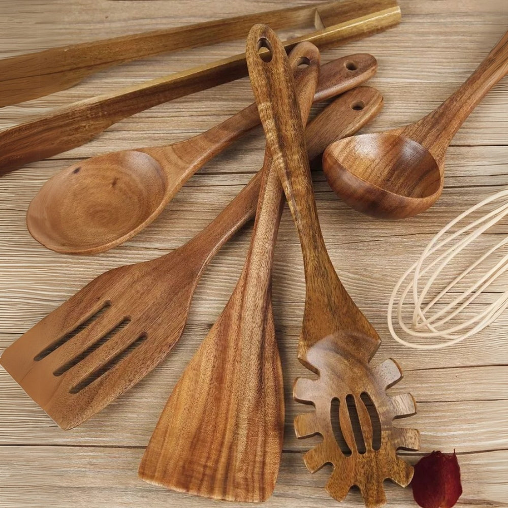 Utensili da Cucina in Legno Premium | 7 Set