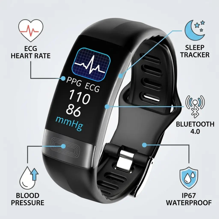 Monitor da Polso per la Pressione Arteriosa EKG, Frequenza Cardiaca, Saturazione di Ossigeno e Monitoraggio del Sonno Approvato dalla FDA