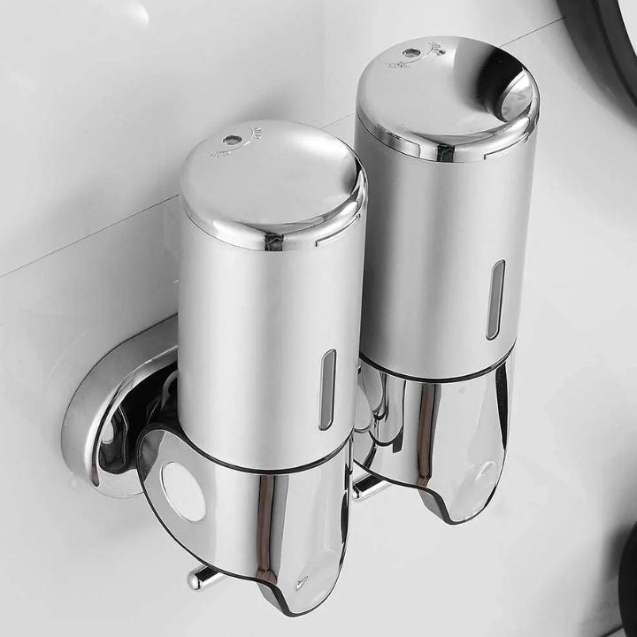 Distributore di sapone da parete | Acciaio inossidabile &amp; ABS | Design moderno | Salvaspazio &amp; Ricaricabile