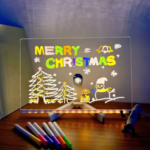 Pannello Messaggi Acrilico LED Luminoso - Tavolozza di Disegno Cancellabile USB per Bambini, Perfetto per Regali di Compleanno e Pubblicità in Bar