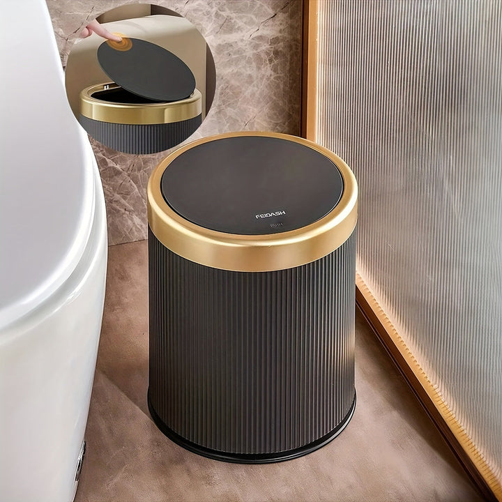 Cestino Ovali di Lusso | Contenitore per Rifiuti con Coperchio a Pressione e Doppio Secchio Interno