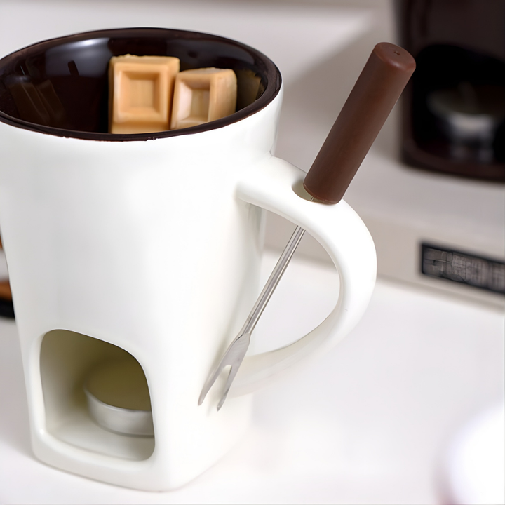 CozyMelt™ – Tazze per Fonduta di Cioccolato e Formaggio in Ceramica Riscaldabile