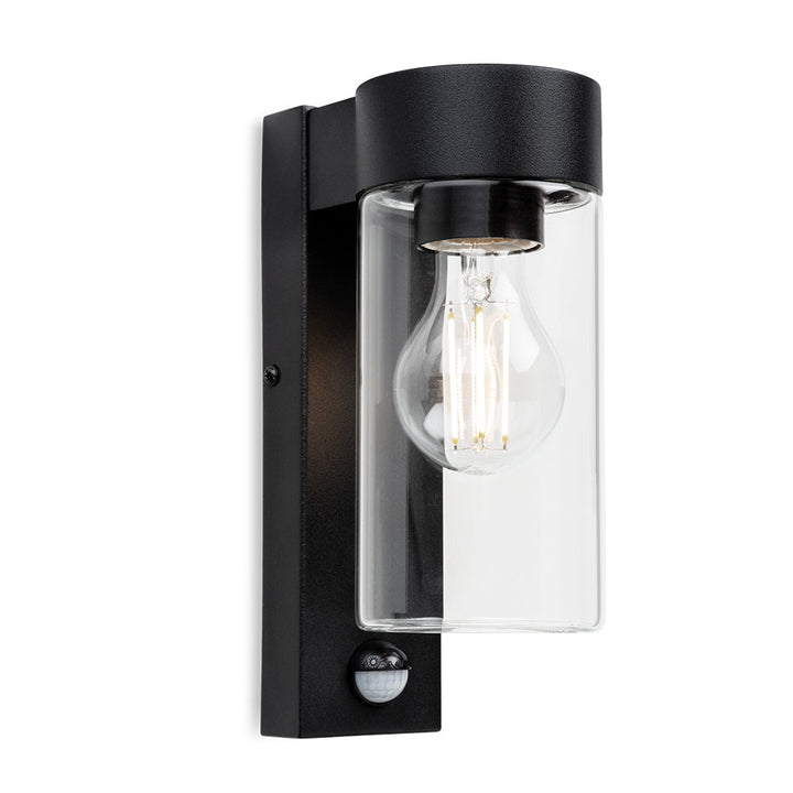 Lampada da Parete Esterno con Sensore PIR in Vetro Avant, Nera