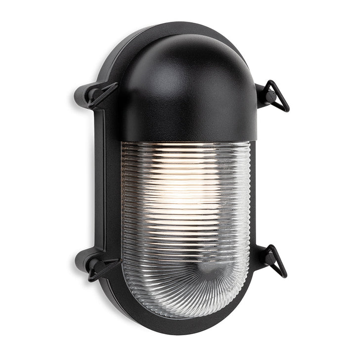 Lampada da parete ovale Hudson a coste, Nera