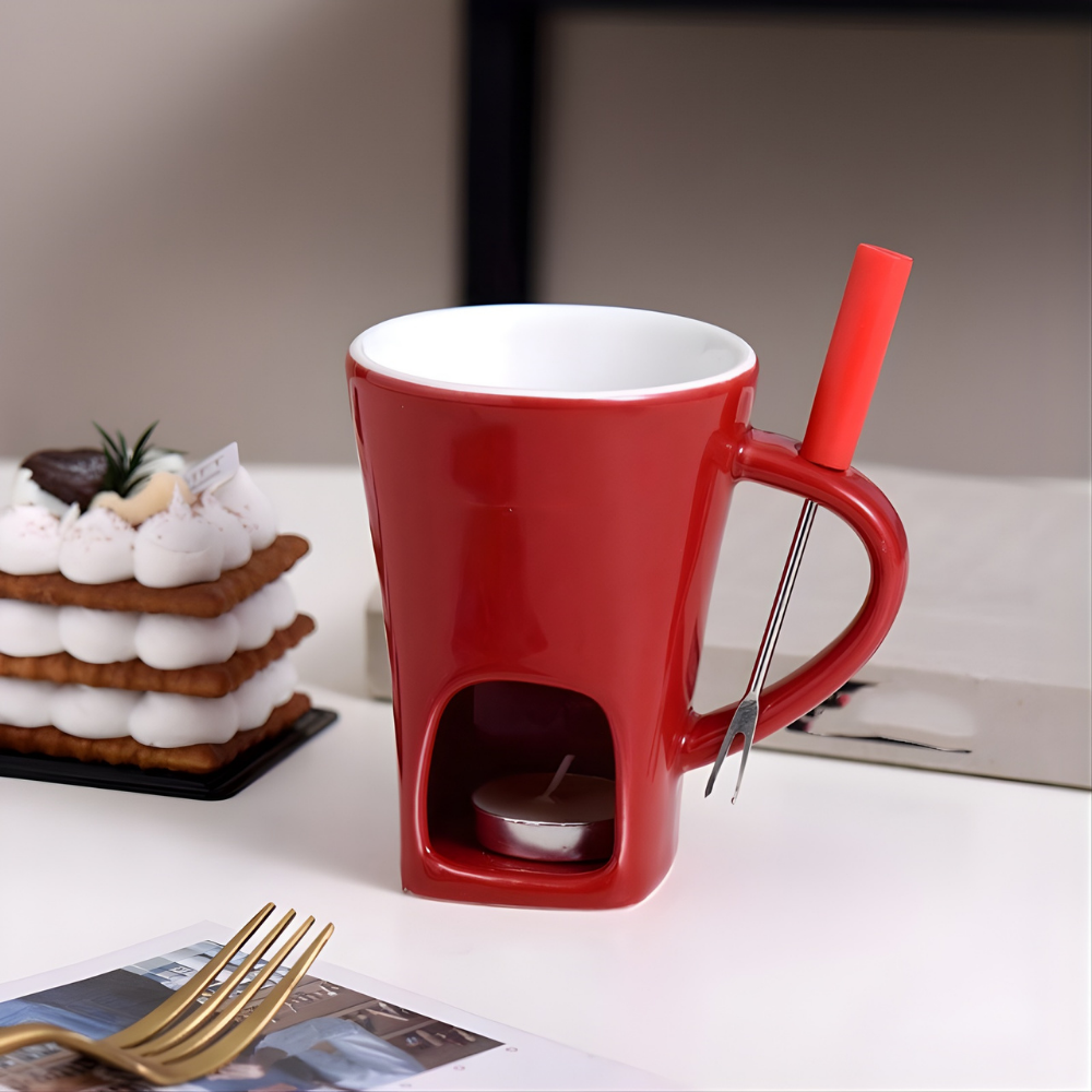 CozyMelt™ – Tazze per Fonduta di Cioccolato e Formaggio in Ceramica Riscaldabile