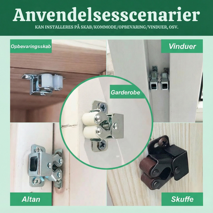 QuietLock™ – Serratura a rotolo con pulsante in acciaio inossidabile