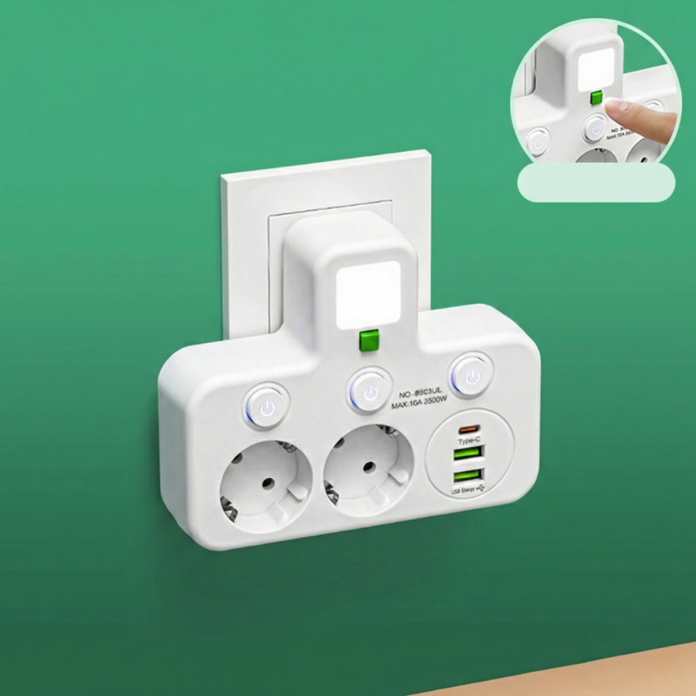 PlugWise™ – Presa multipla intelligente con hub di ricarica USB
