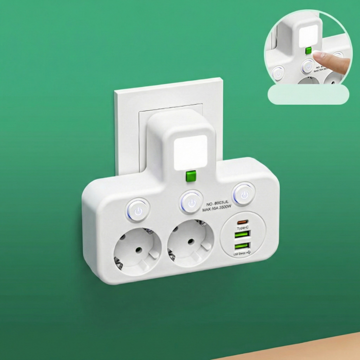 PlugWise™ – Presa multipla intelligente con hub di ricarica USB