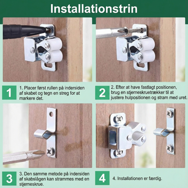 QuietLock™ – Serratura a rotolo con pulsante in acciaio inossidabile