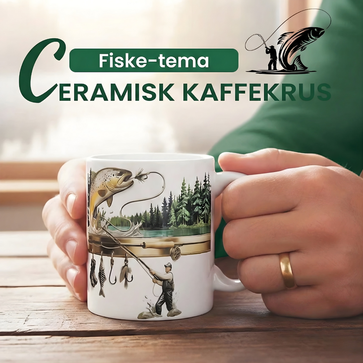 ReelBrew™ – Tazza da caffè in ceramica con scena di pesca