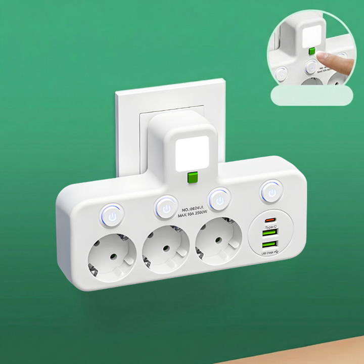 PlugWise™ – Presa multipla intelligente con hub di ricarica USB