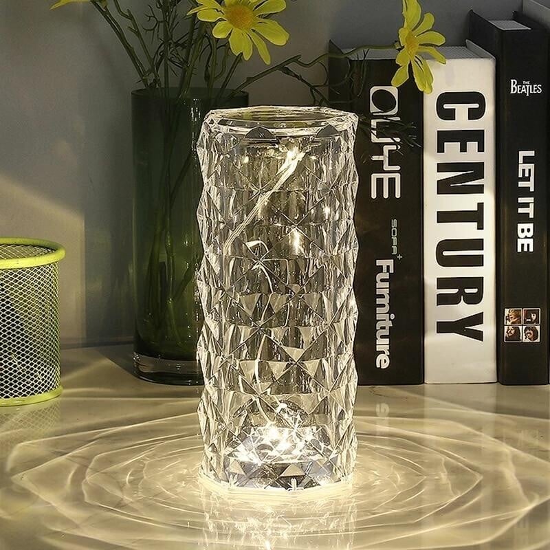 DiamondDazzle™ - Lampada da tavolo in cristallo diamante con 16 colori di raggi di rosa