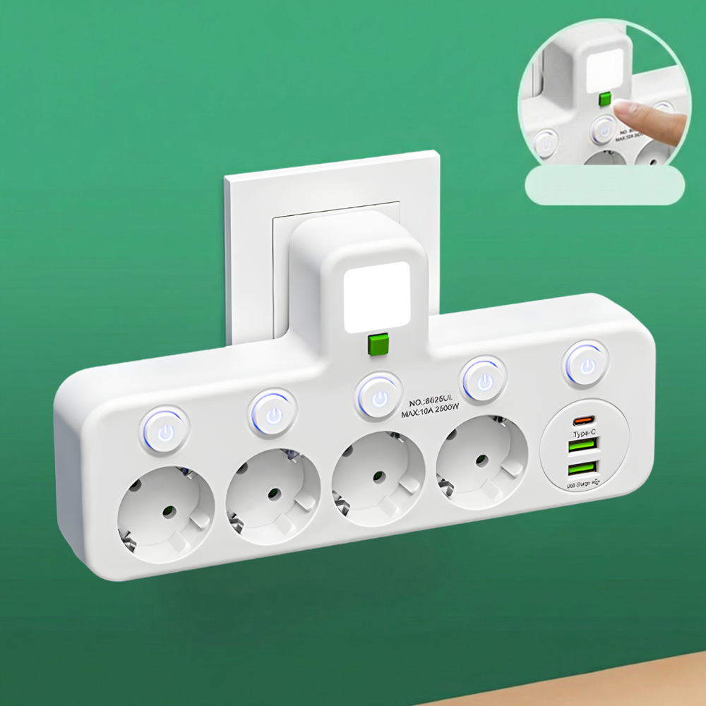 PlugWise™ – Presa multipla intelligente con hub di ricarica USB