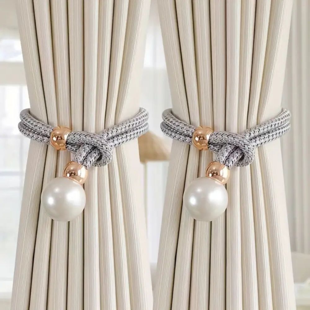 Fascia per Tende in Perle Lucide | Set da 2 Pezzi