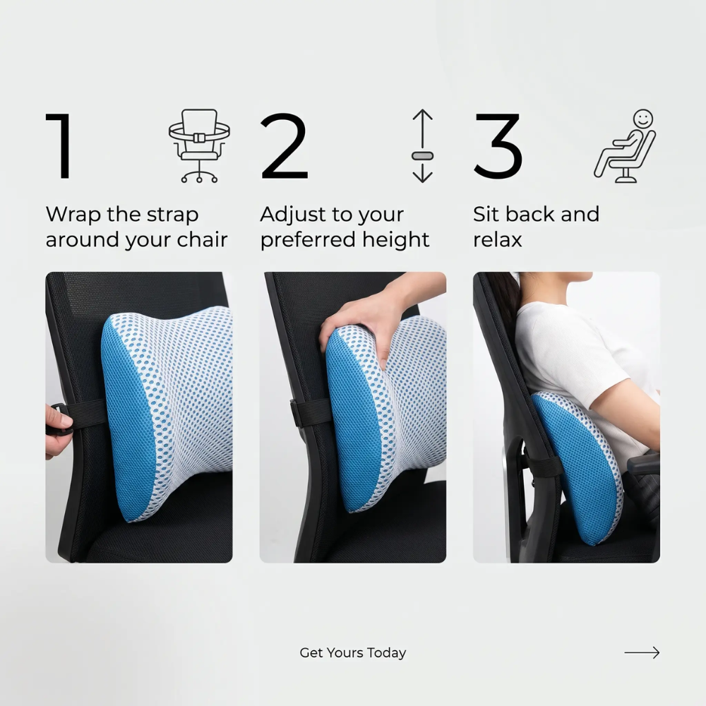 Cuscino Lombare CoreComfort – Cuscino per la Schiena in Schiuma Viscoelastica Ortopedica per una Postura Sana
