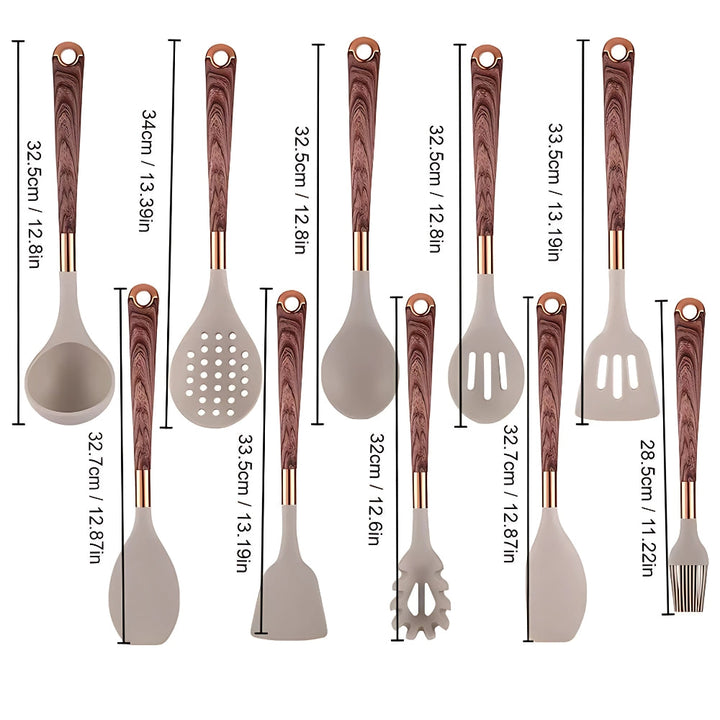 Utensili da Cucina in Silicone di Lusso | Set da 10 Pz