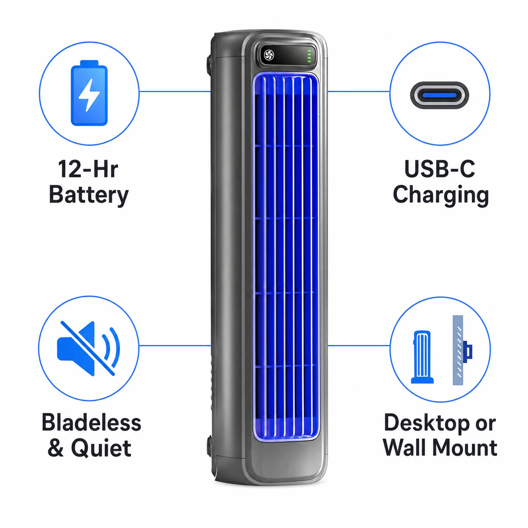 AirWave – Condizionatore Portatile Ricaricabile con Batteria di 12 Ore di Durata