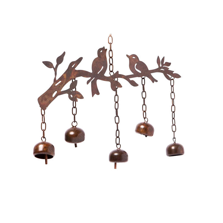 Mobile con motivo di uccello | Campanella fatta a mano in ferro | Decorazione per giardino, balcone e terrazza