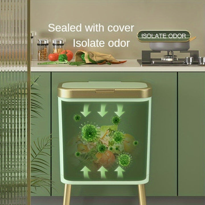 Cestino Moderno da 15L con Chiusura Ermetica e Gambe Elevate | Cestino Elegante per Cucina, Soggiorno e Bagno