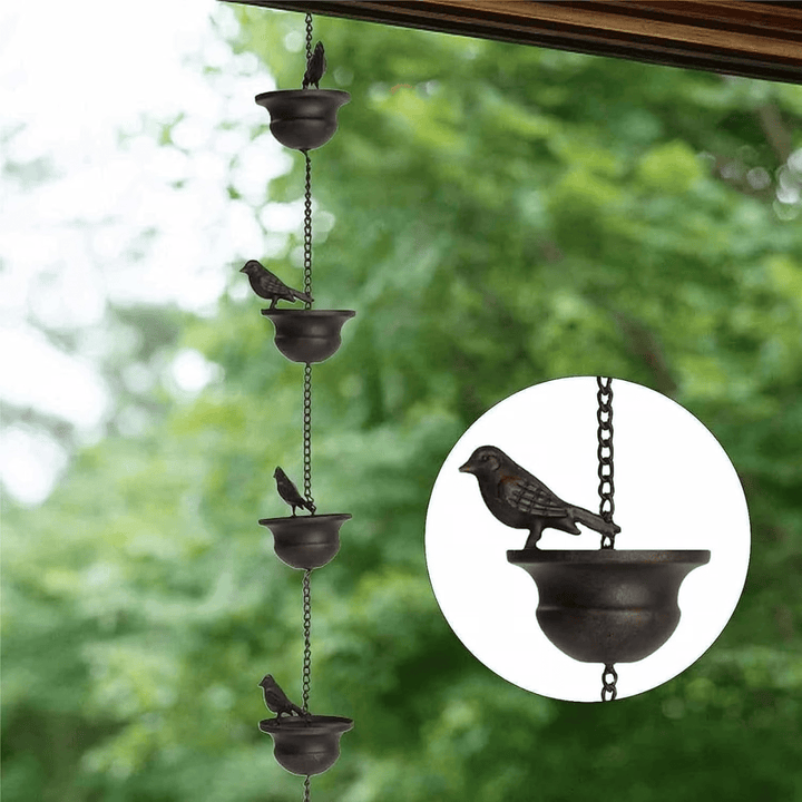 RainHaven™ – Chaîne de pluie décorative pour oiseaux