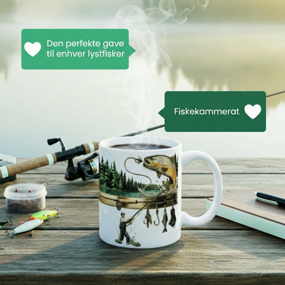 ReelBrew™ – Tazza da caffè in ceramica con scena di pesca