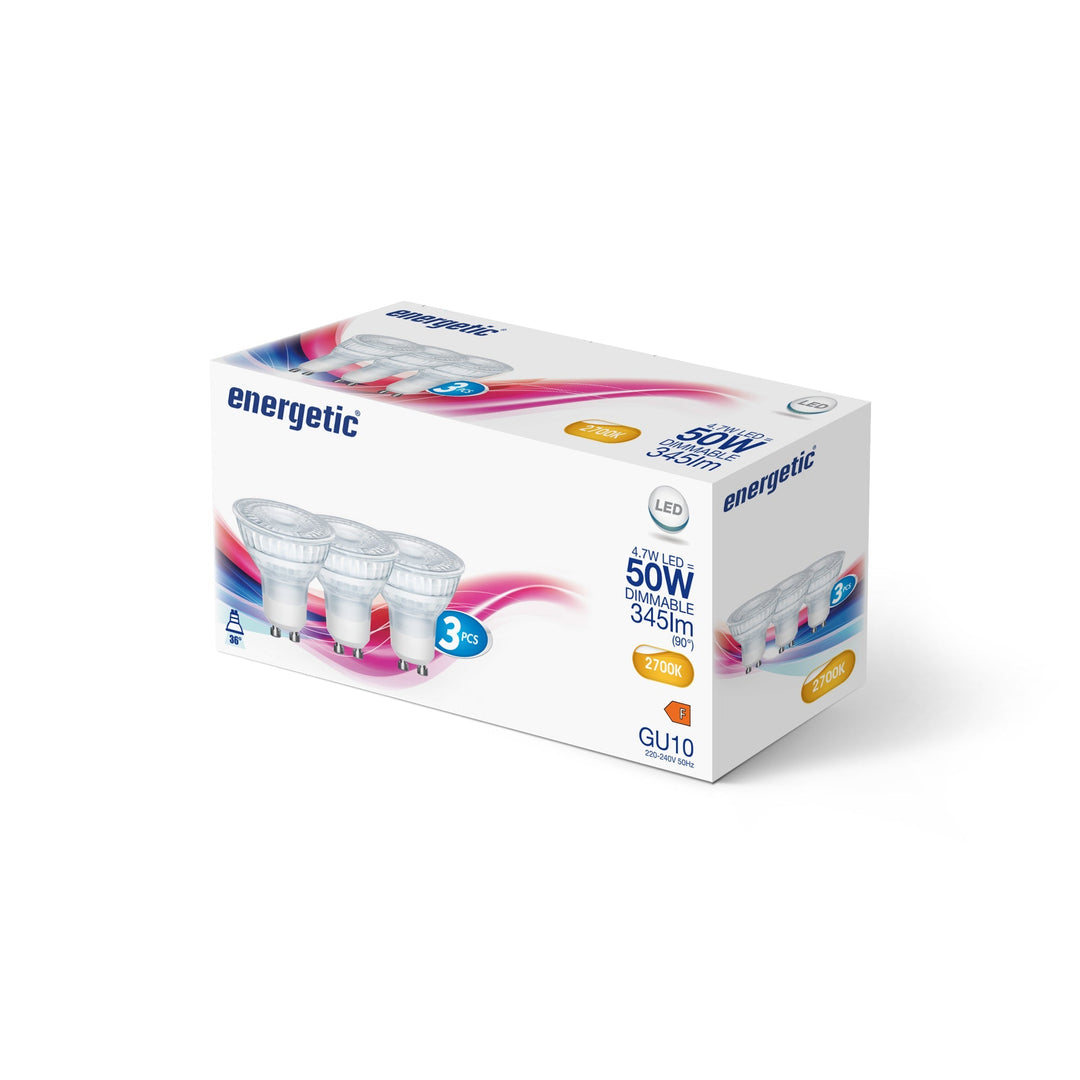 PAR16 | GU10 | 345lm | Dimmerabile | 2700k (50w eqv) Confezione da 3