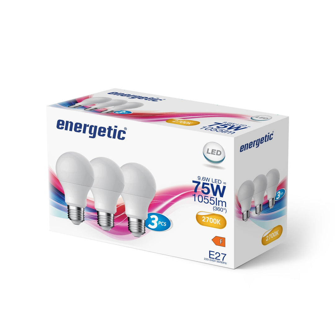 A60 | E27 | 1055lm | 2700k (75w eqv) (3 confezioni)