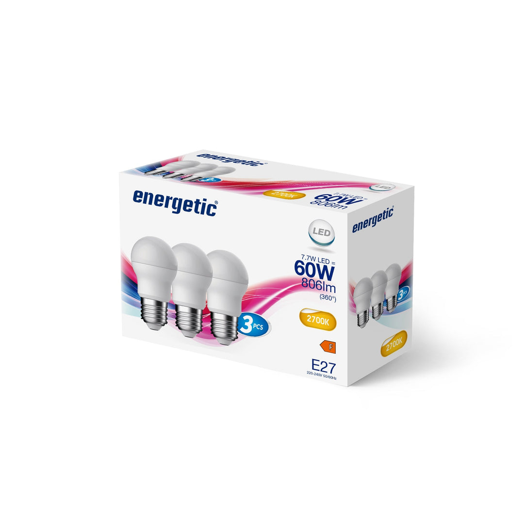 G45 | E27 | 806lm | 2700k | 3 Confezione (equivalente a 60w)
