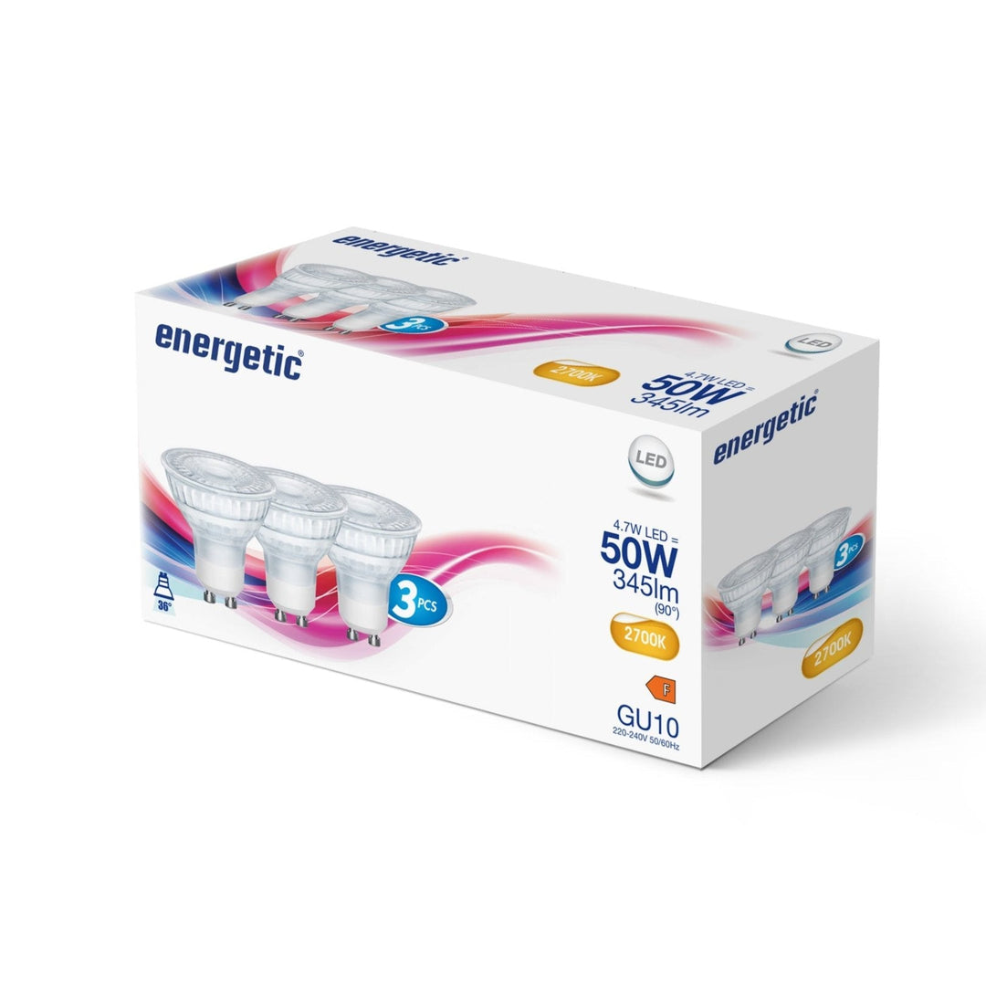 GU10 4.7w 345lm Bianco Caldo 2700k Lampadina LED - Confezione da 3 (equivalente a 50w)