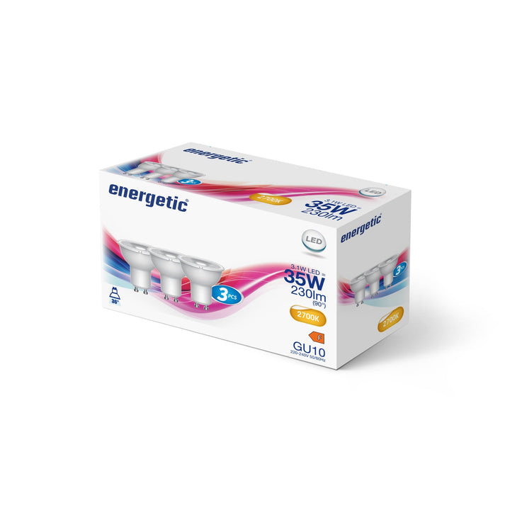 PAR16 | GU10 | 230lm | 2700k (equivalente 35w) 3 confezioni