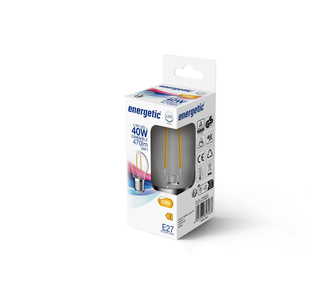 E27 4.8w 470lm G45 Golf LED Filamento Luce Calda Dimmerabile