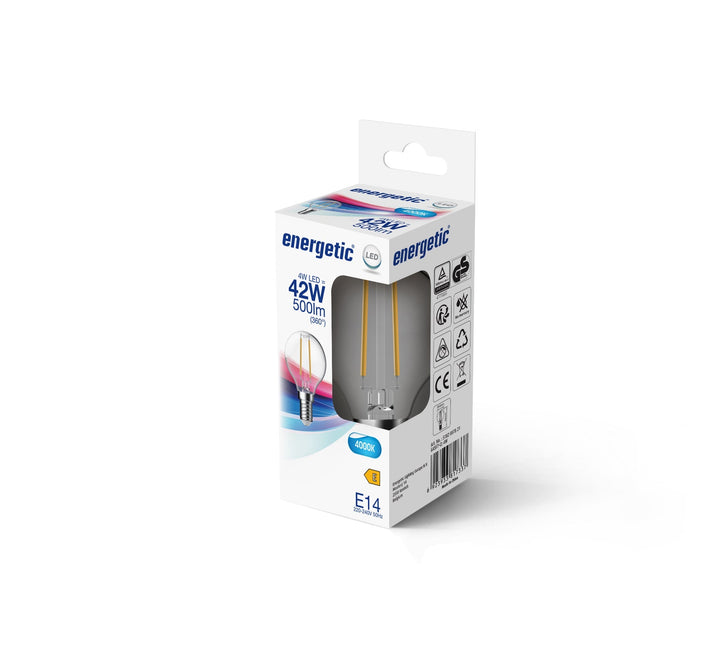 E14 4w 500lm G45 Golf LED Filamento Luce Bianco Freddo
