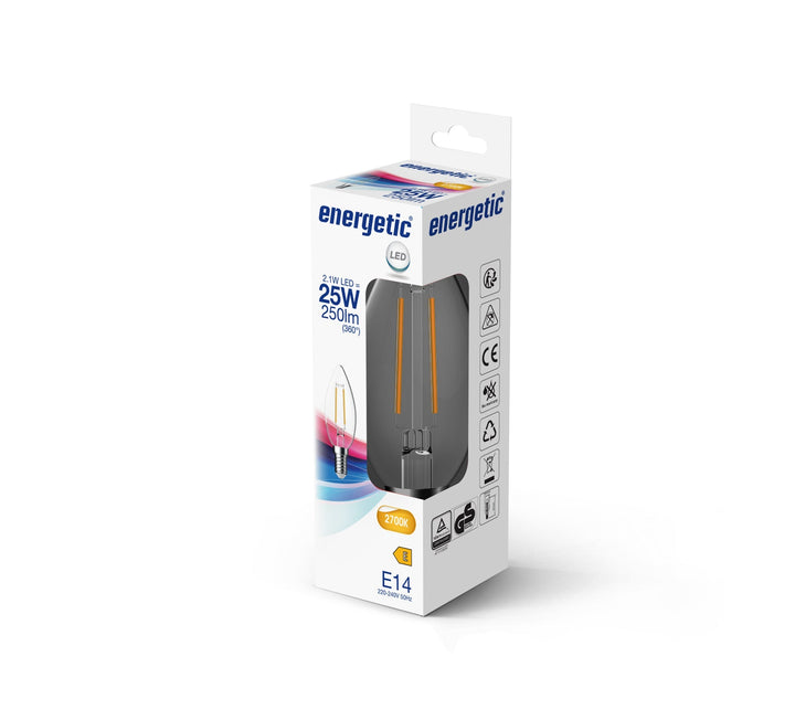 C35 | E14 | 250lm | Bianco caldo 2700k (25w eqv)