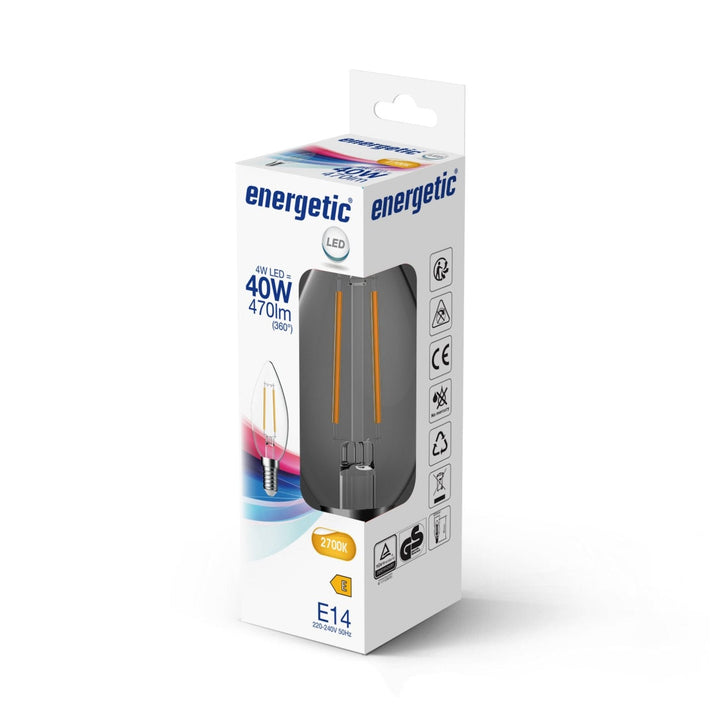 E14 Candela 4w 470lm Bianco Caldo 2700k LED Filamento Lampadina (equivalente a 40w)