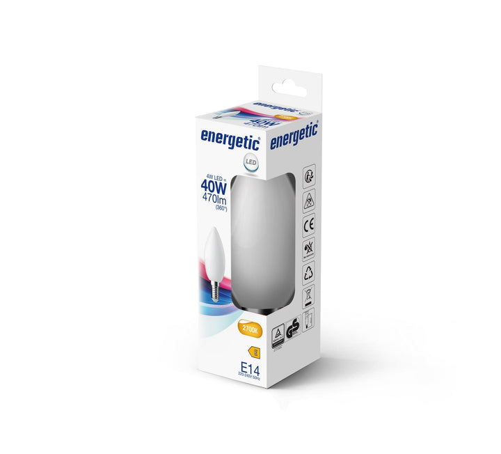 C35 | E14 | Vetro Opalino | 470lm | 2700k (40w eqv)