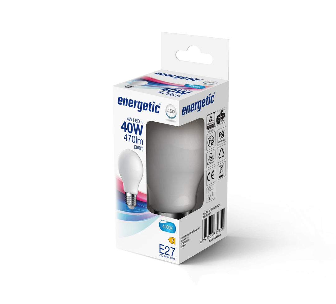 A60 | E27 | Vetro Opalino | 470lm | 4000k (equivalente a 40w)