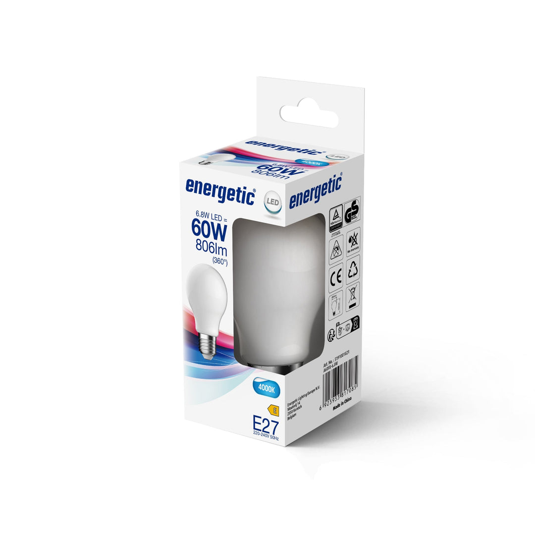 A60 | E27 | Vetro Opalino | 806lm | 4000k (60w eqv)