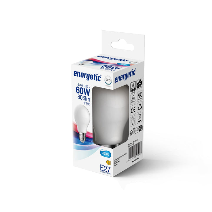 A60 | E27 | Vetro Opalino | 806lm | 4000k (60w eqv)