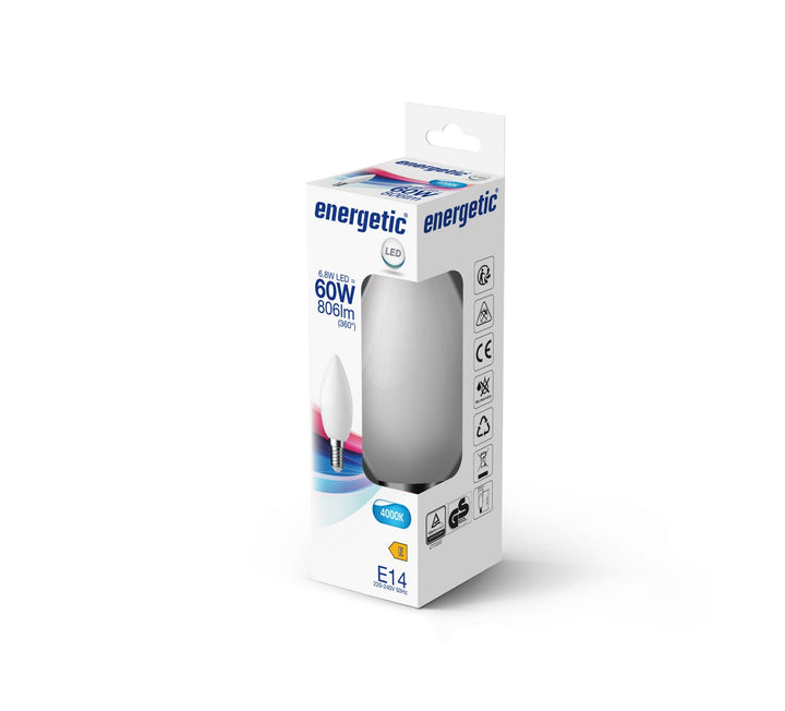 C35 | E14 | Vetro Opalino | 806lm | 4000k (60w eqv)